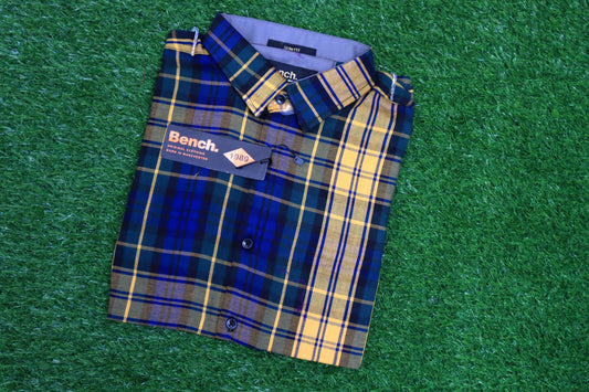 Bench Men's Mustard and blue check shirt