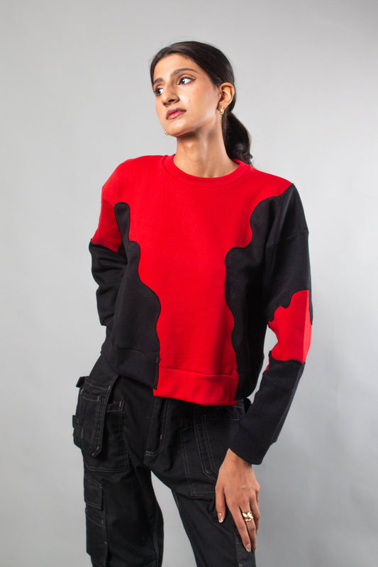 Red-Black Short Body sweat shirt