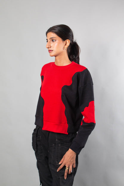 Red-Black Short Body sweat shirt