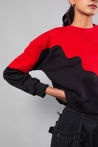 Red-Black Short Body sweat shirt