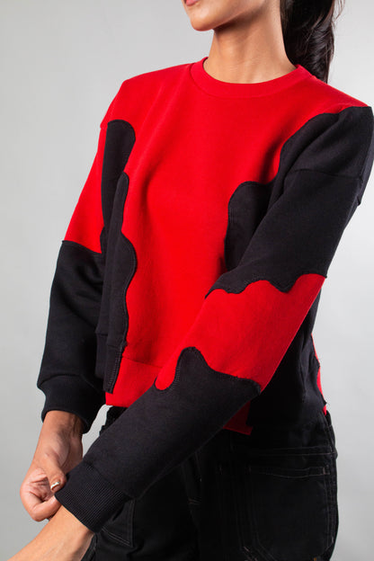 Red-Black Short Body sweat shirt