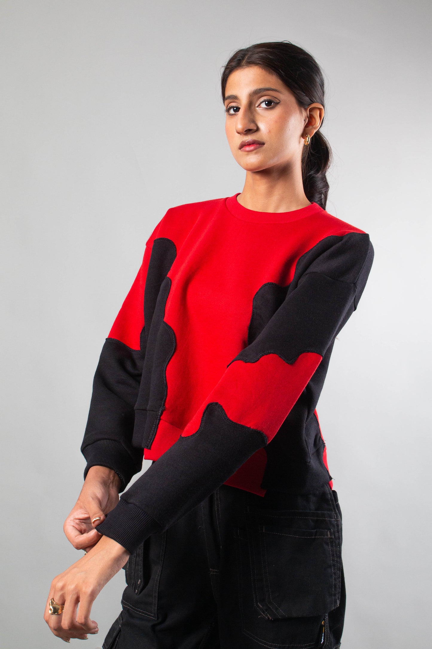 Red-Black Short Body sweat shirt