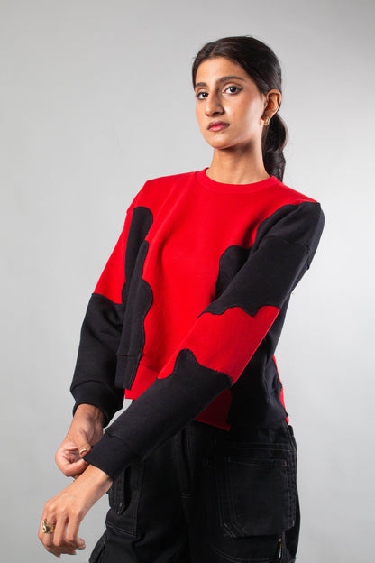 Red-Black Short Body sweat shirt