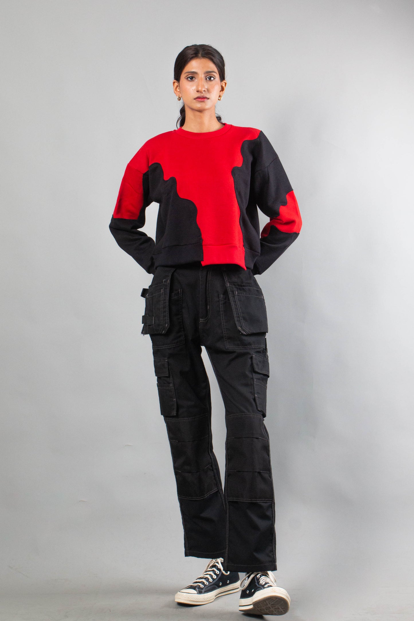 Red-Black Short Body sweat shirt