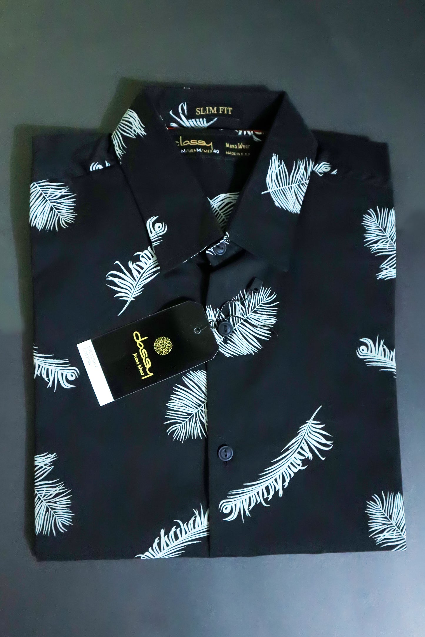 Men's Black Flower Printed Shirt