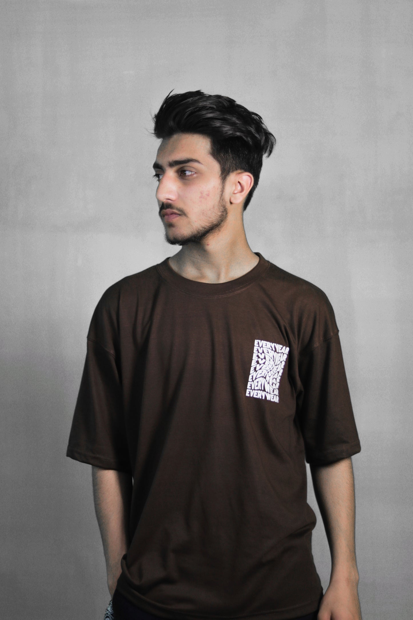 Every Wear Brown Unisex Back Print Over Size T Shirt