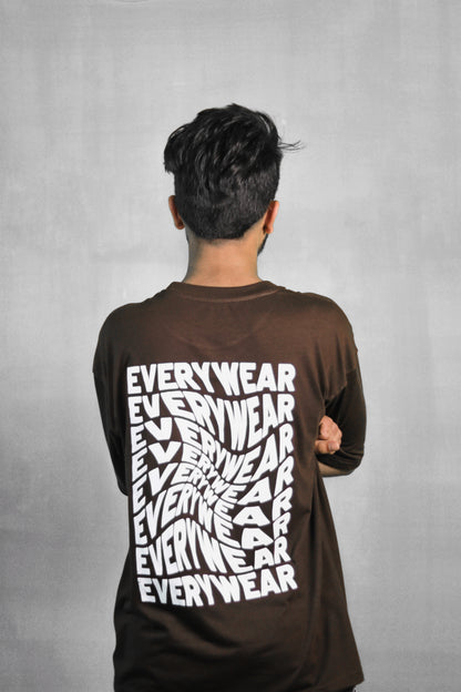 Every Wear Brown Unisex Back Print Over Size T Shirt