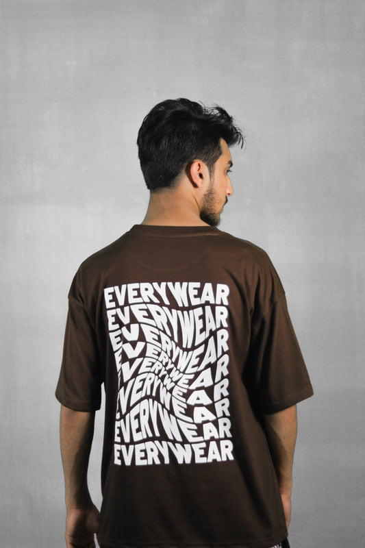 Every Wear Brown Unisex Back Print Over Size T Shirt