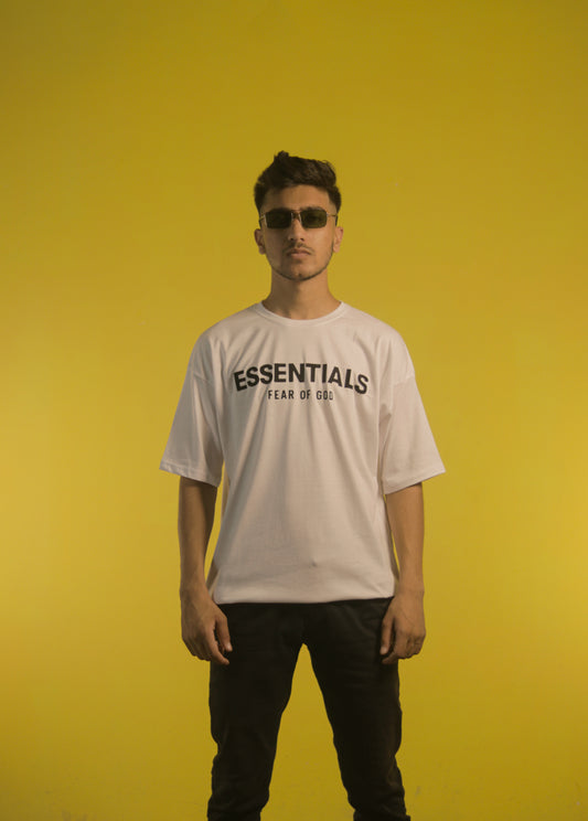 Essentials White Unisex Oversize Tee